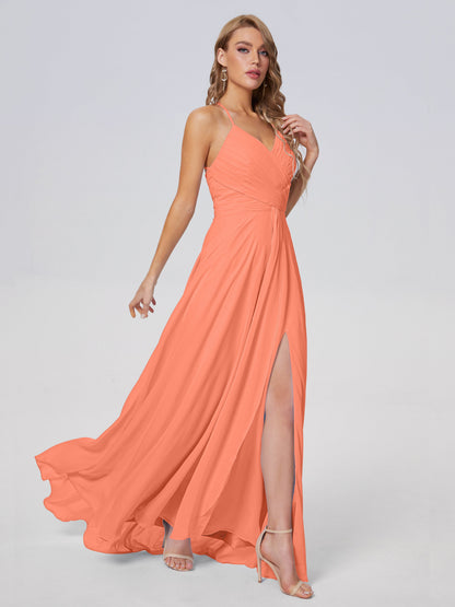 Harmony Unique Straps Chiffon Bridesmaid Dresses with Slit