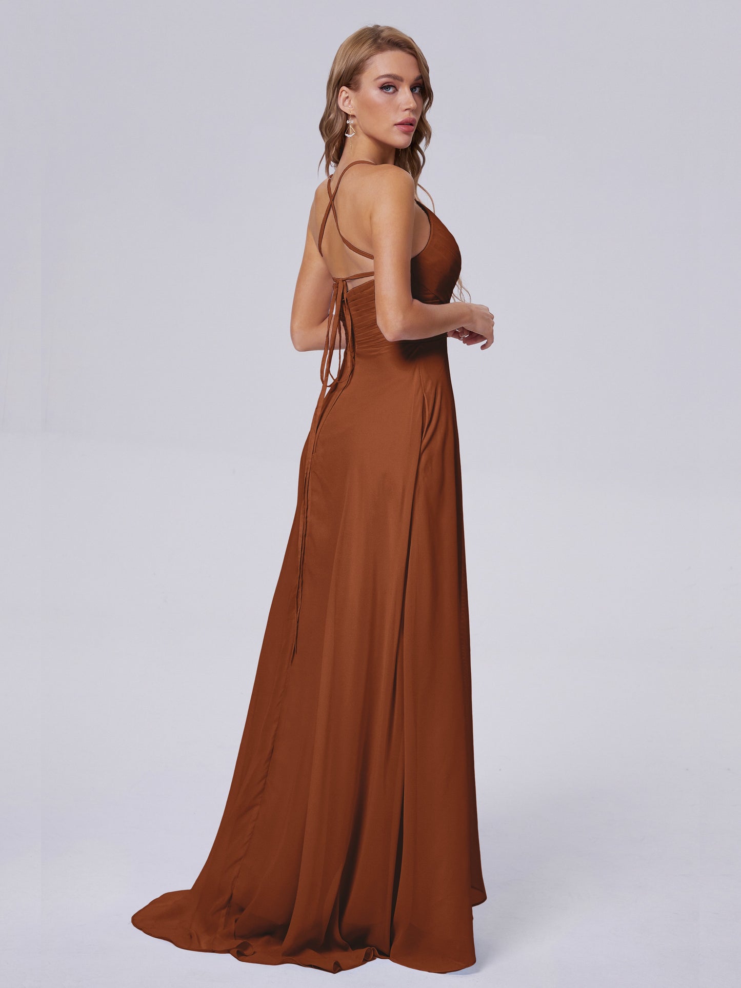 Harmony Unique Straps Chiffon Bridesmaid Dresses with Slit