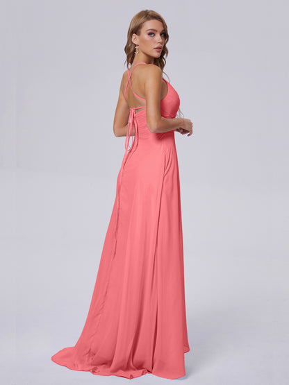 Harmony Unique Straps Chiffon Bridesmaid Dresses with Slit