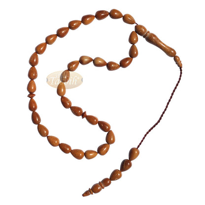High Quality 7x10 mm Pear Shape Natural Kuka Koka Color 33-Bead Tasbih Subha
