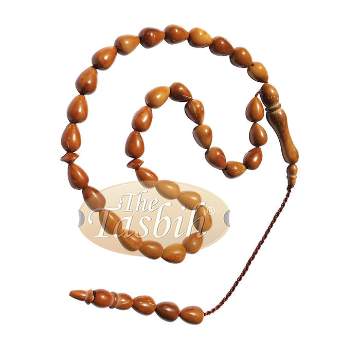 High Quality 7x10 mm Pear Shape Natural Kuka Koka Color 33-Bead Tasbih Subha