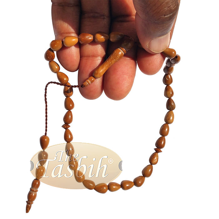 High Quality 7x10 mm Pear Shape Natural Kuka Koka Color 33-Bead Tasbih Subha