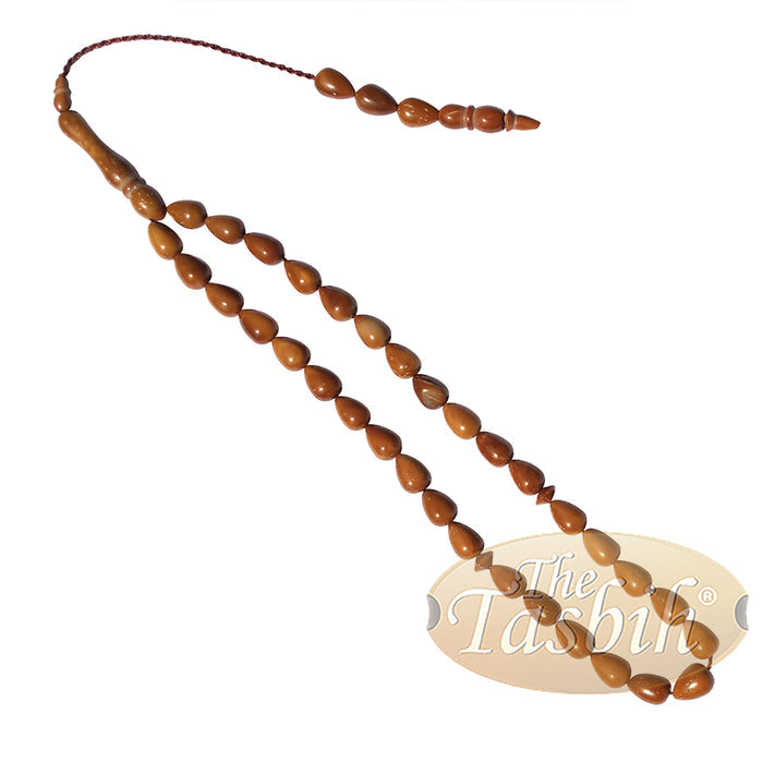 High Quality 7x10 mm Pear Shape Natural Kuka Koka Color 33-Bead Tasbih Subha