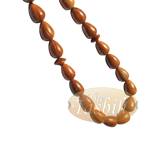 High Quality 7x10 mm Pear Shape Natural Kuka Koka Color 33-Bead Tasbih Subha