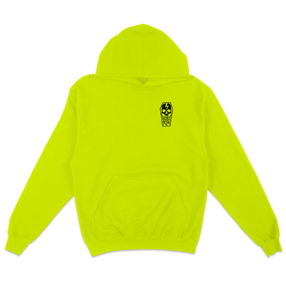 HIVIS GREEN SKULL COFFIN HOODIE - Born Scum