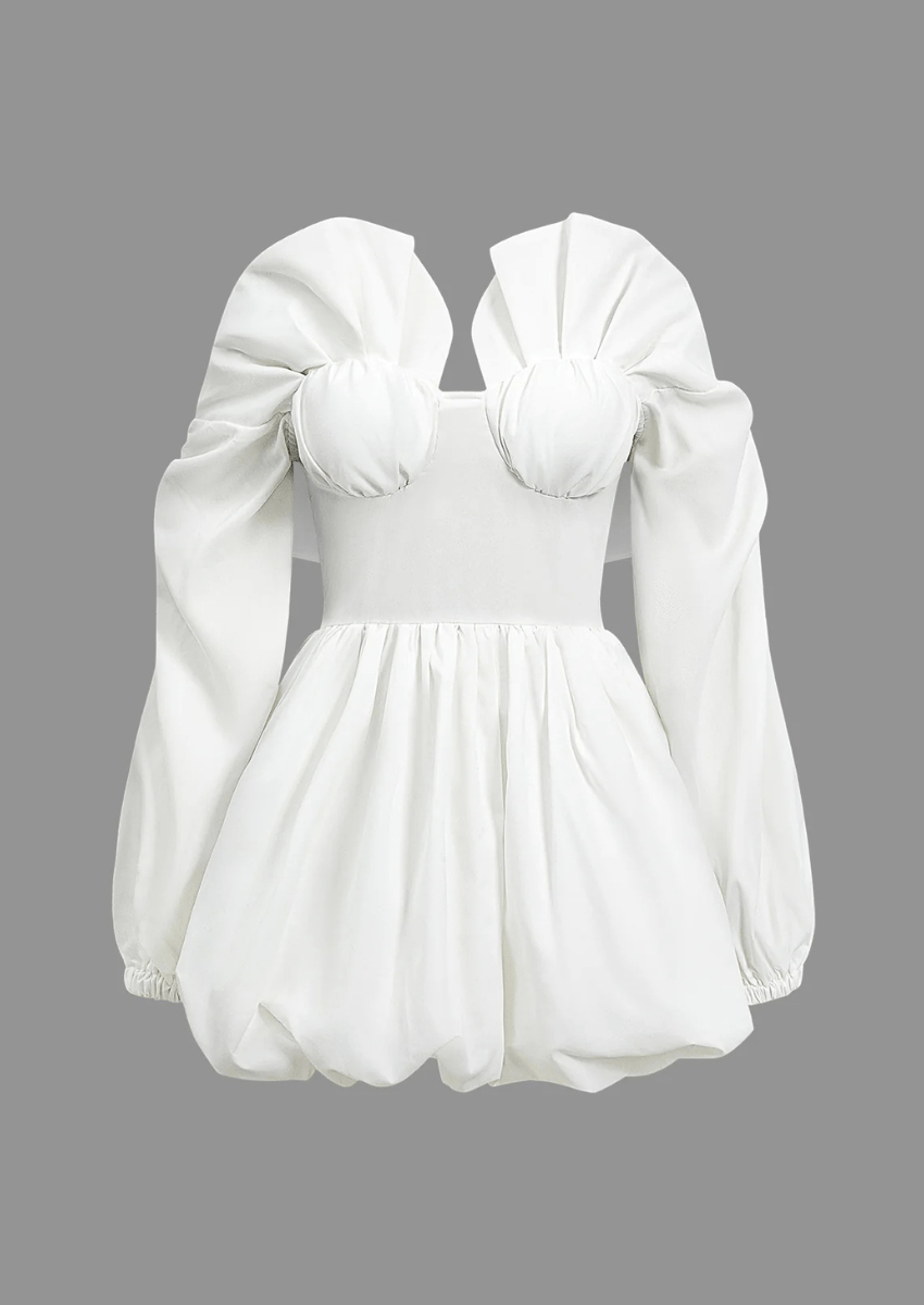 Irregular Puff Sleeve Mini Dress