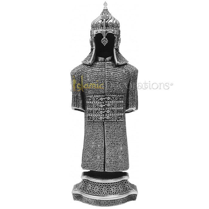 Jawshan Kabir Silver Molded Ottoman 11-3/8 In Military Armor Ornament - Islamic Calligraphy Art