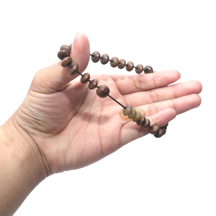 Johar Wood 33-Bead Elastic String 9 mm Prayer Bead Bracelet