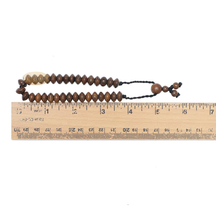Johar Wood 33-Bead Elastic String Saucer-Shape 9x6 mm Prayer Bead Bracelet
