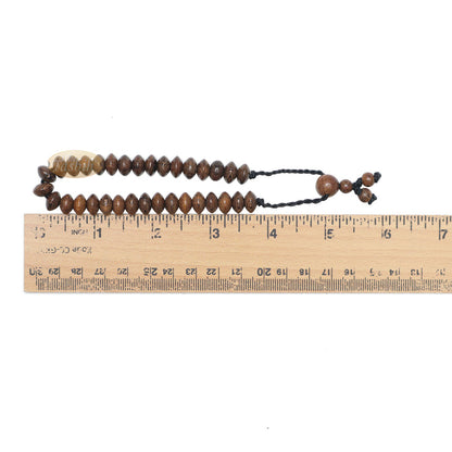 Johar Wood 33-Bead Elastic String Saucer-Shape 9x6 mm Prayer Bead Bracelet
