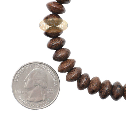 Johar Wood 33-Bead Elastic String Saucer-Shape 9x6 mm Prayer Bead Bracelet