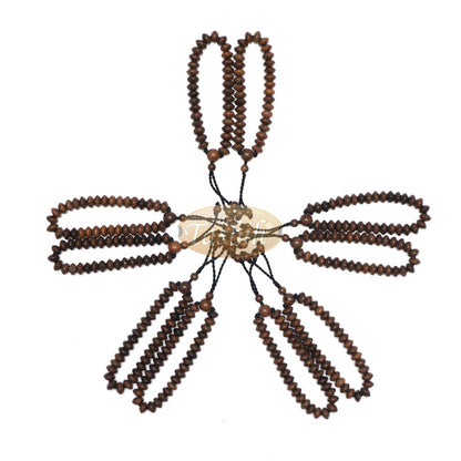 Johar Wood 33-Bead Elastic String Saucer-Shape 9x6 mm Prayer Bead Bracelet
