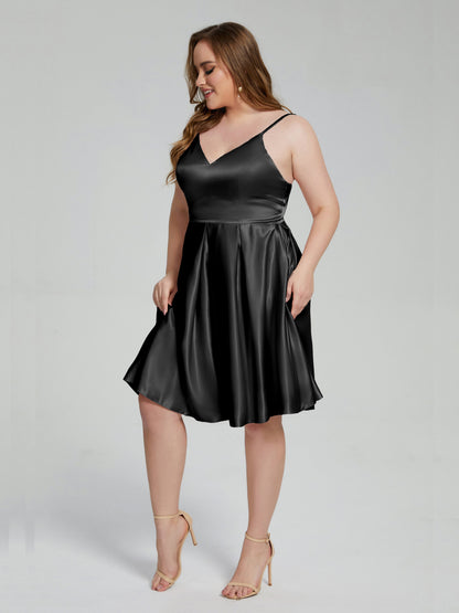 Josie Simple Plus Size Soft Satin Short Bridesmaid Dresses
