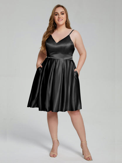 Josie Simple Plus Size Soft Satin Short Bridesmaid Dresses