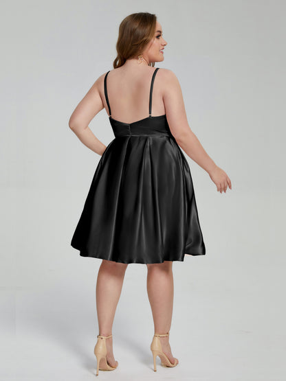 Josie Simple Plus Size Soft Satin Short Bridesmaid Dresses