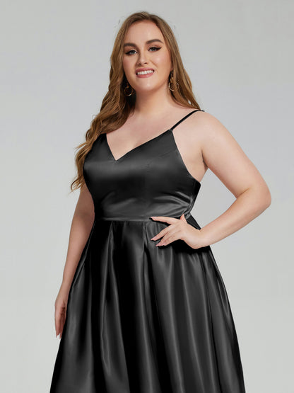 Josie Simple Plus Size Soft Satin Short Bridesmaid Dresses