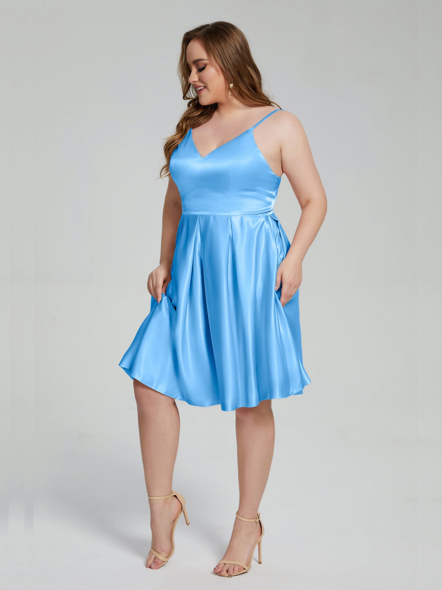 Josie Simple Plus Size Soft Satin Short Bridesmaid Dresses