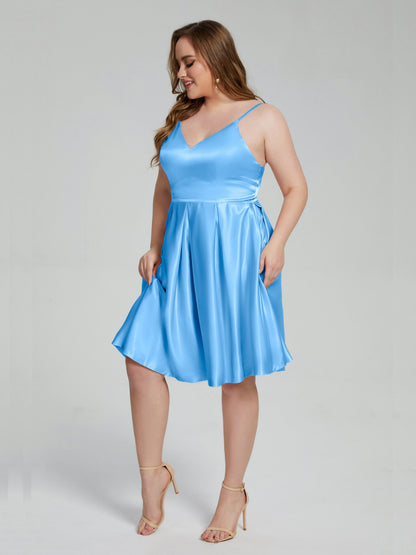 Josie Simple Plus Size Soft Satin Short Bridesmaid Dresses