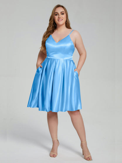 Josie Simple Plus Size Soft Satin Short Bridesmaid Dresses