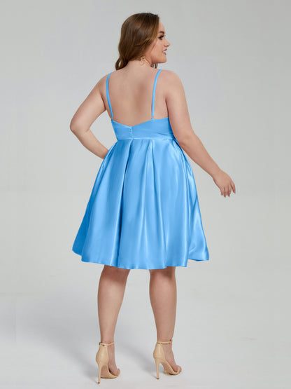 Josie Simple Plus Size Soft Satin Short Bridesmaid Dresses