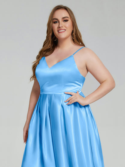 Josie Simple Plus Size Soft Satin Short Bridesmaid Dresses