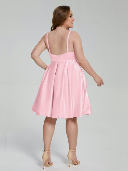 Josie Simple Plus Size Soft Satin Short Bridesmaid Dresses