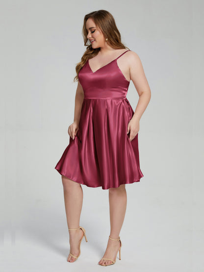 Josie Simple Plus Size Soft Satin Short Bridesmaid Dresses