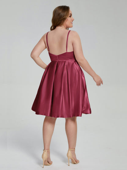 Josie Simple Plus Size Soft Satin Short Bridesmaid Dresses