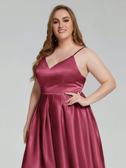 Josie Simple Plus Size Soft Satin Short Bridesmaid Dresses