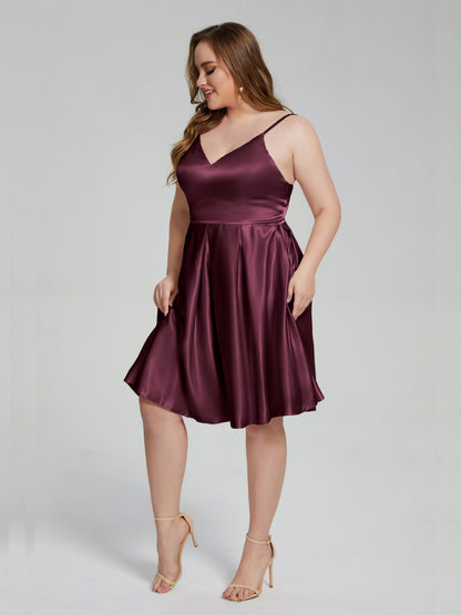 Josie Simple Plus Size Soft Satin Short Bridesmaid Dresses