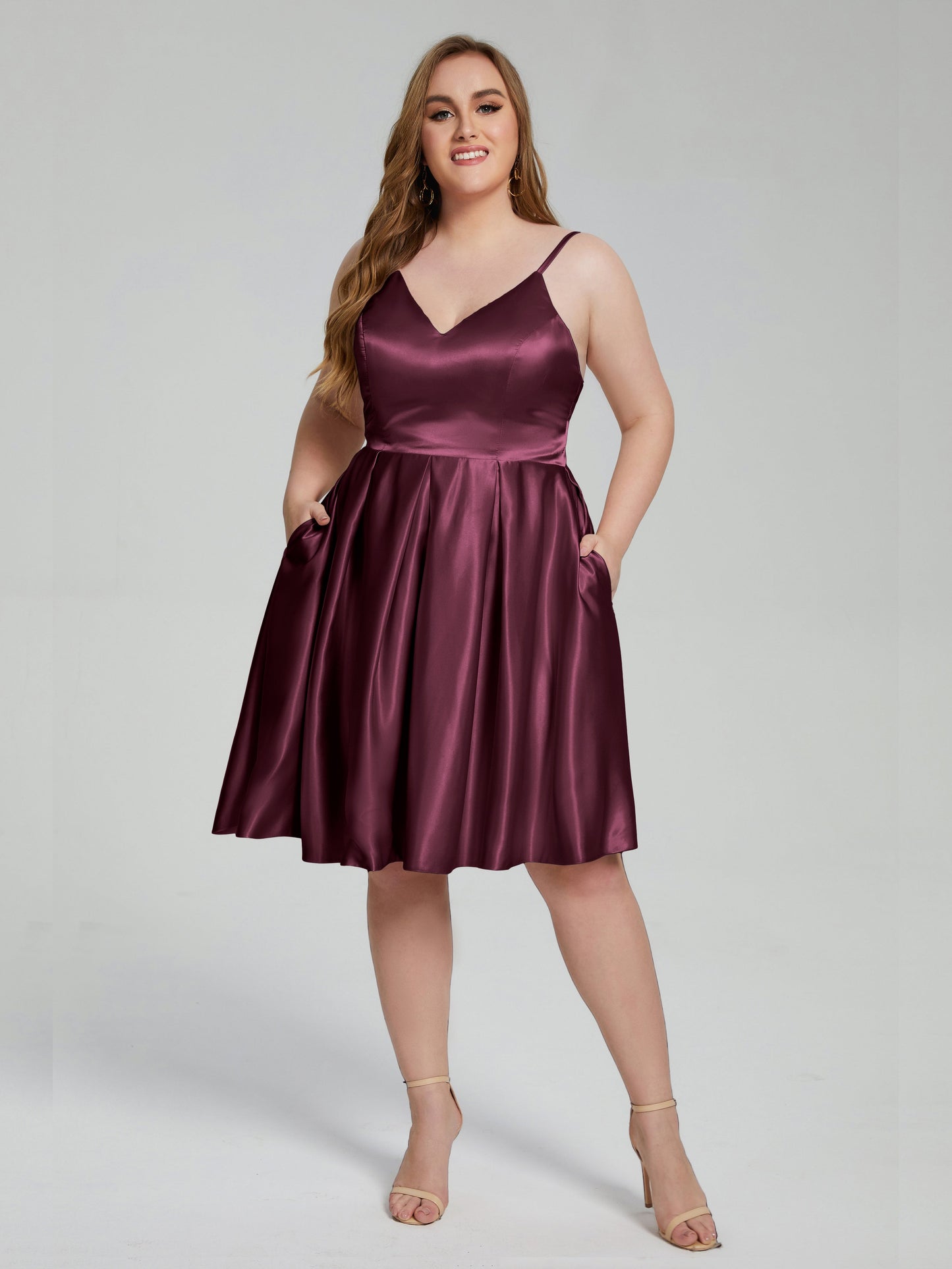 Josie Simple Plus Size Soft Satin Short Bridesmaid Dresses