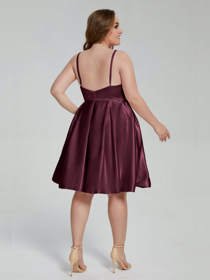 Josie Simple Plus Size Soft Satin Short Bridesmaid Dresses