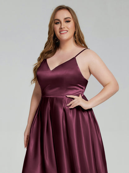 Josie Simple Plus Size Soft Satin Short Bridesmaid Dresses