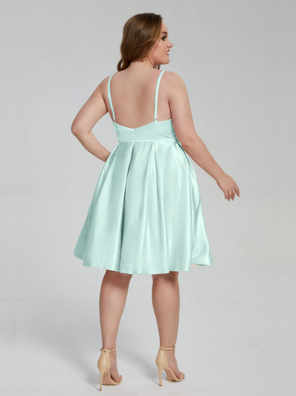 Josie Simple Plus Size Soft Satin Short Bridesmaid Dresses