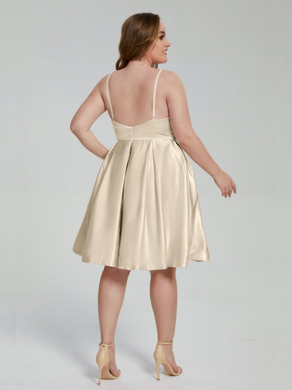 Josie Simple Plus Size Soft Satin Short Bridesmaid Dresses