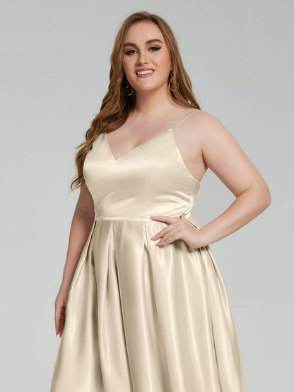 Josie Simple Plus Size Soft Satin Short Bridesmaid Dresses