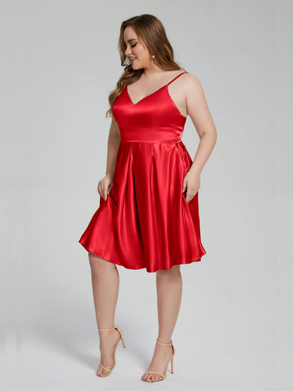 Josie Simple Plus Size Soft Satin Short Bridesmaid Dresses