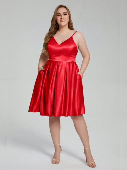 Josie Simple Plus Size Soft Satin Short Bridesmaid Dresses