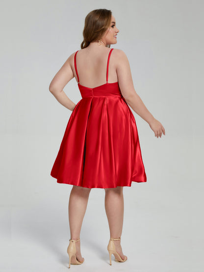 Josie Simple Plus Size Soft Satin Short Bridesmaid Dresses