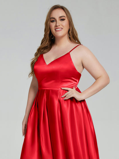 Josie Simple Plus Size Soft Satin Short Bridesmaid Dresses