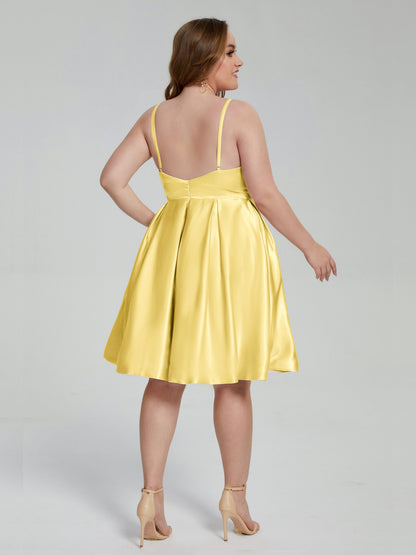 Josie Simple Plus Size Soft Satin Short Bridesmaid Dresses