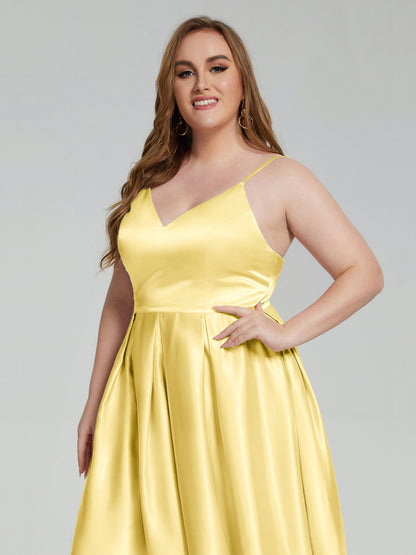 Josie Simple Plus Size Soft Satin Short Bridesmaid Dresses