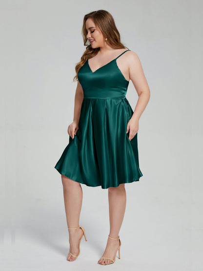 Josie Simple Plus Size Soft Satin Short Bridesmaid Dresses