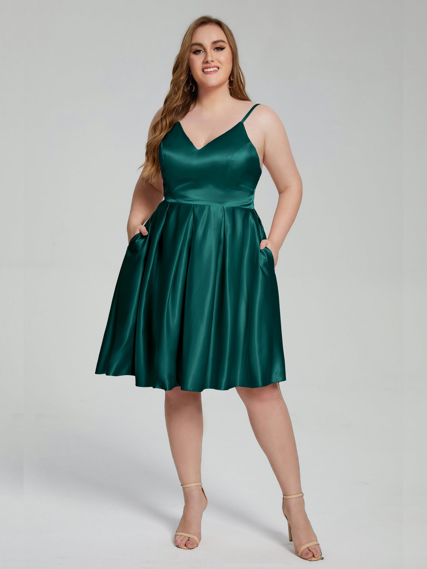 Josie Simple Plus Size Soft Satin Short Bridesmaid Dresses