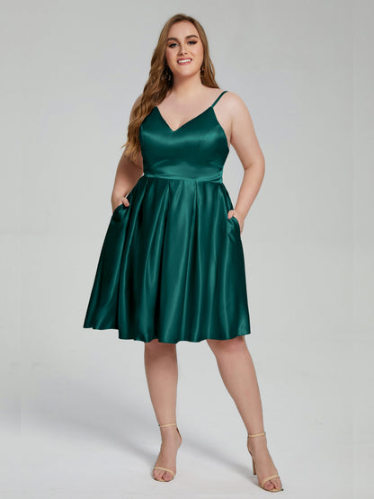 Josie Simple Plus Size Soft Satin Short Bridesmaid Dresses