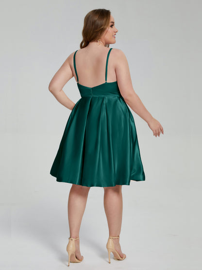 Josie Simple Plus Size Soft Satin Short Bridesmaid Dresses
