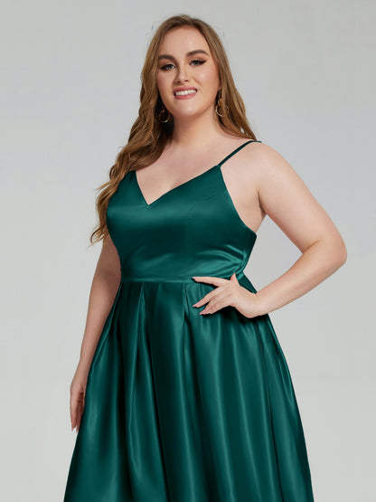 Josie Simple Plus Size Soft Satin Short Bridesmaid Dresses