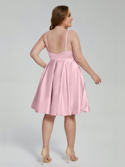 Josie Simple Plus Size Soft Satin Short Bridesmaid Dresses