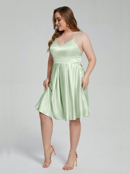 Josie Simple Plus Size Soft Satin Short Bridesmaid Dresses