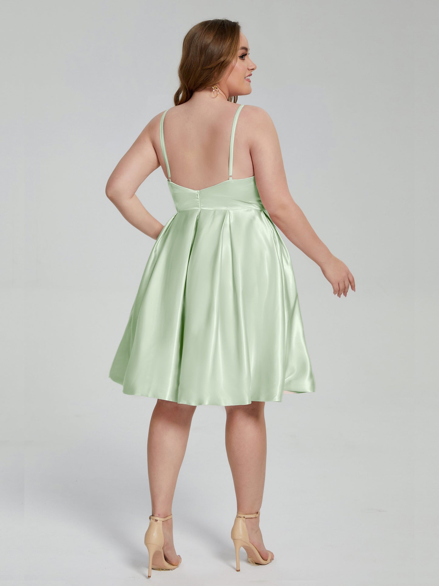Josie Simple Plus Size Soft Satin Short Bridesmaid Dresses